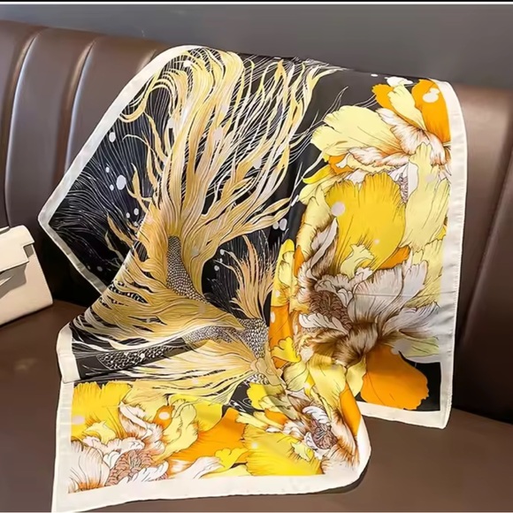 100% Pure Silk Satin Scarf High-Quality - Square Scarves. Bag Wrist/Scarf - Picture 4 of 9